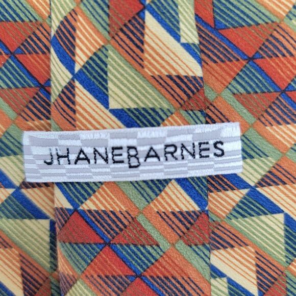 Jhane Barnes Original Fabric 100% Silk Multicolor Geometric Necktie 63.5"x4" - Picture 2 of 5